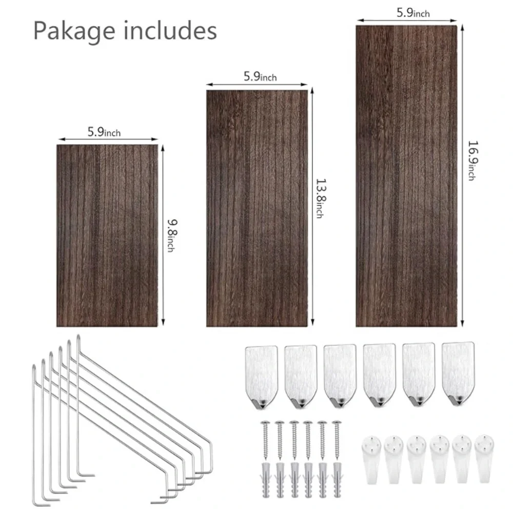 Floating Shelves Set of 3 Rustic Solid Wood